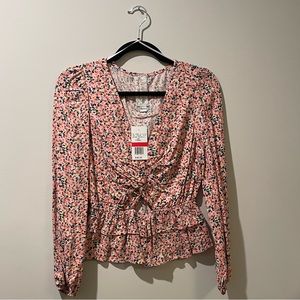 NWT Drygoods multicolored long sleeve top with cut out